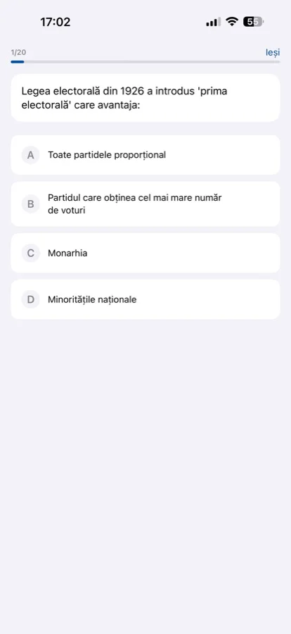 BacIstorie multiple-choice question screen